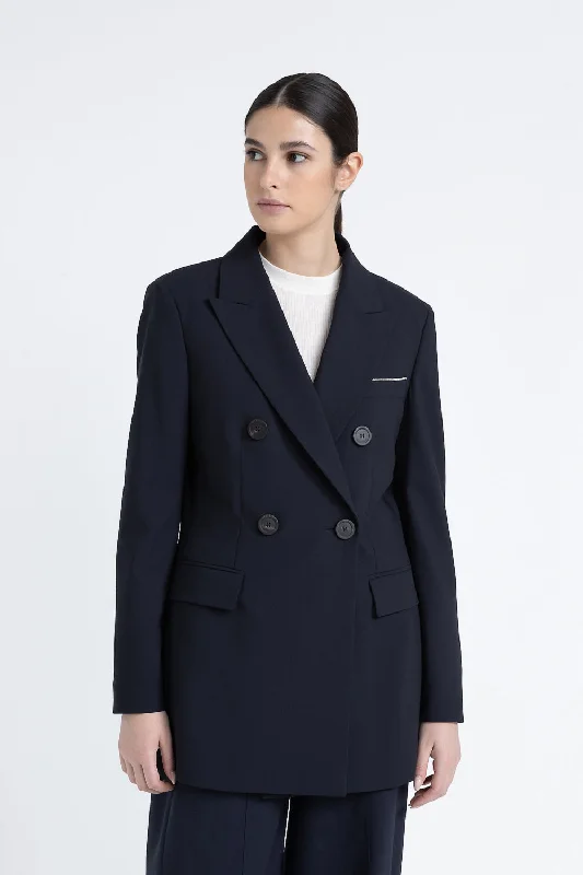 Simple And Comfortable Double-breasted blazer in technical wool