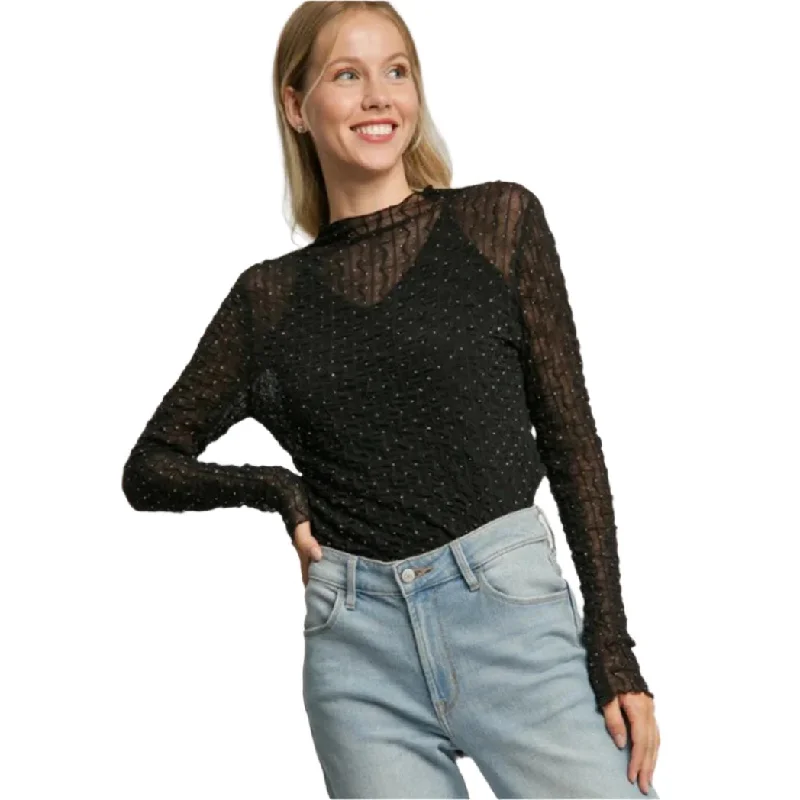 British Fashion Women's Stretch Lace Long Sleeve