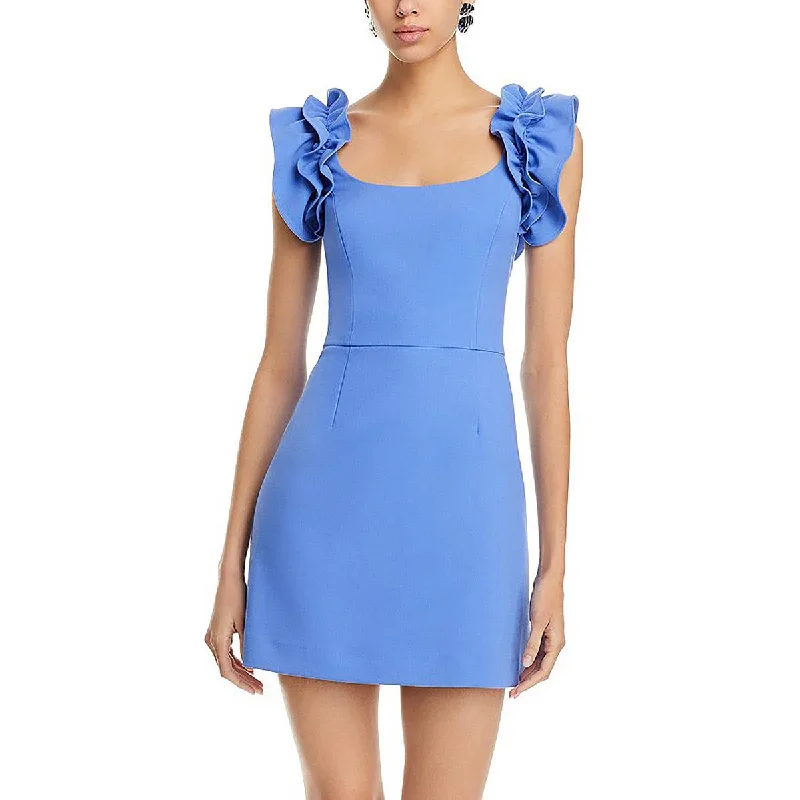 Elegant Style French Connection Womens Ruffled Short Mini Dress