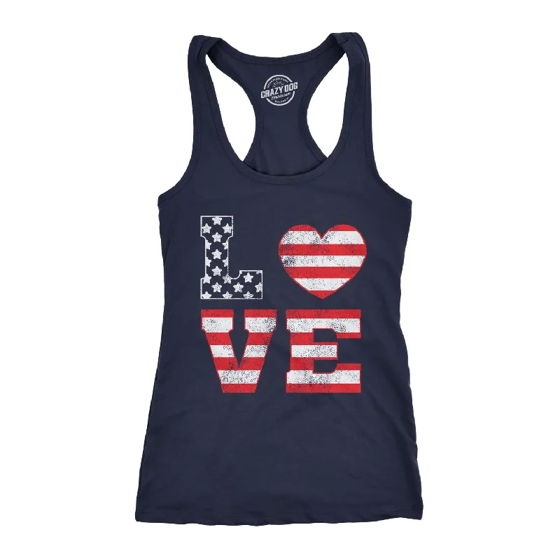 Fashionable And Versatile Love American Flag Women's Tank Top