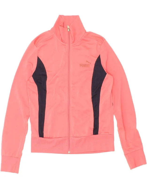 PUMA Womens Tracksuit Top Jacket UK 12 Medium Pink Colourblock Polyester