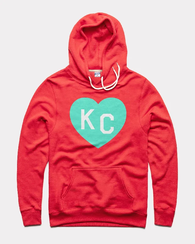Luxury And Elegant Red & Teal KC Heart Vintage Hoodie