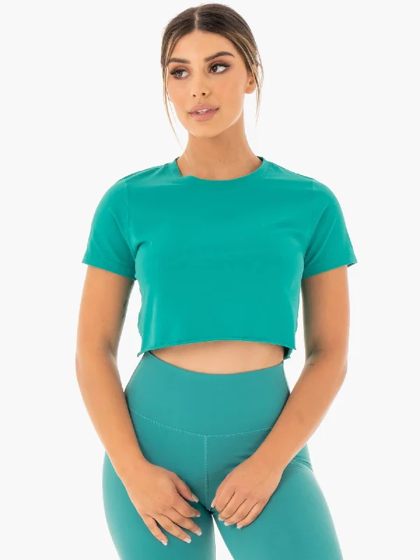 Modern City Motion Cropped T-Shirt - Teal