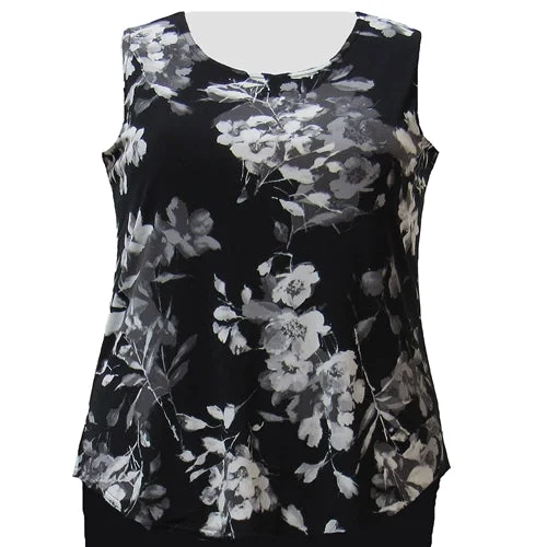 Black Floral Layering Tank Top Women's Plus Size Tank Top