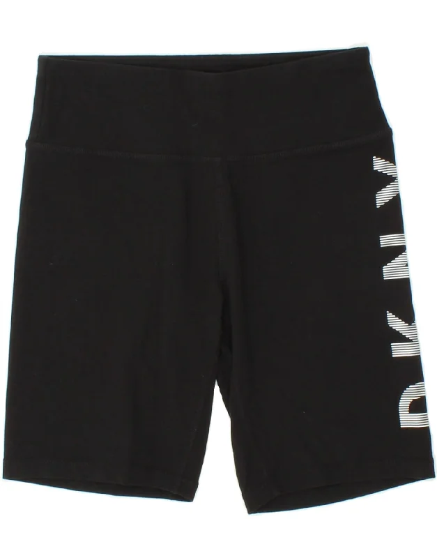 Classic Series DKNY Womens Graphic Sport Shorts UK 12 Medium Black Cotton
