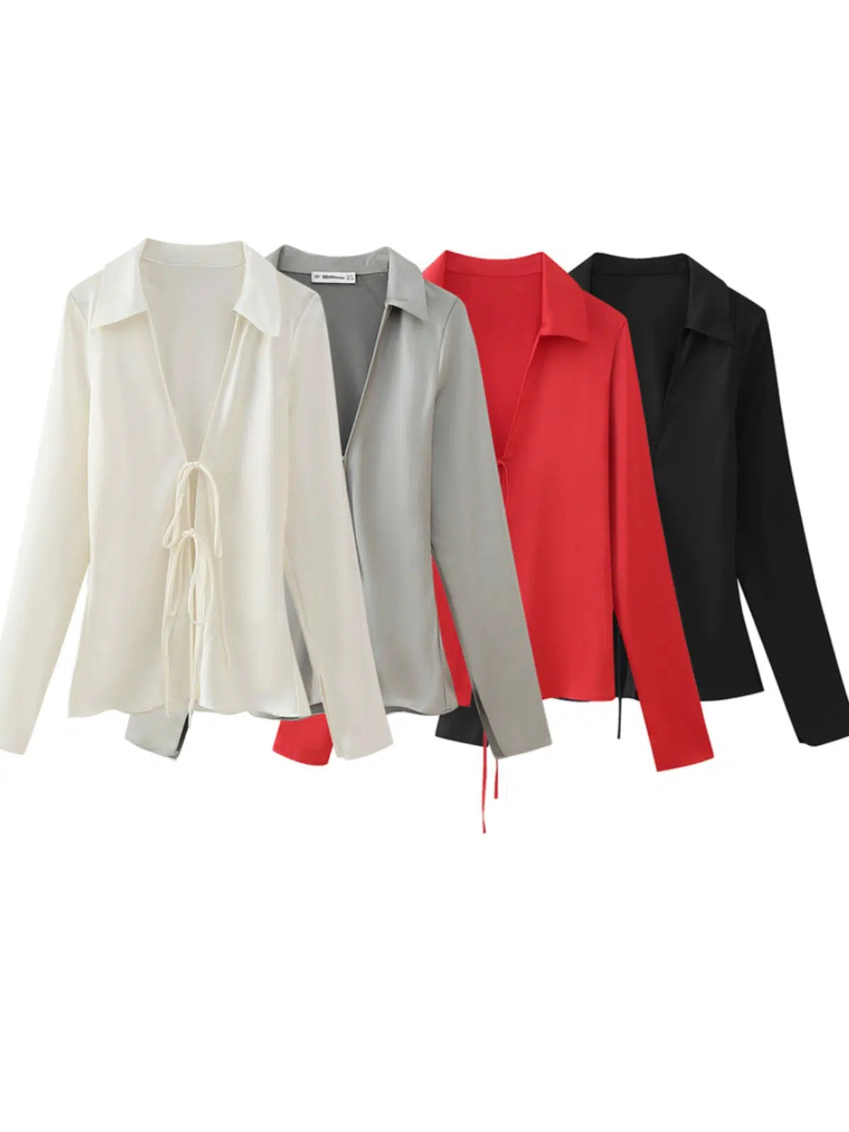 Double-sided Wear Tie Front Button-Down Blouse