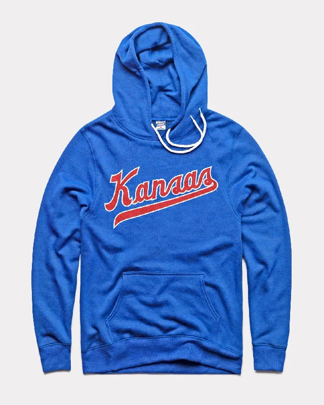 Street Charm Kansas Jayhawks Script Royal Blue Hoodie