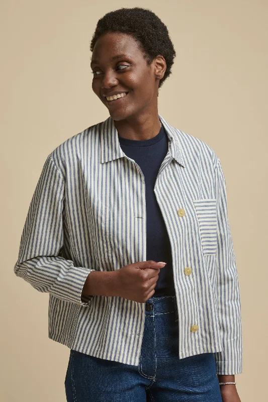 Fresh And Simple The Quarry Bank Women's Elena Stripe Overshirt - Navy/White