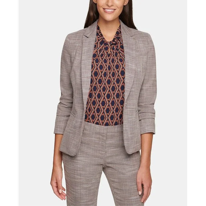 Sports Cool Tommy Hilfiger Women's Plaid Wear To Work Blazer Jacket Brown Size 8