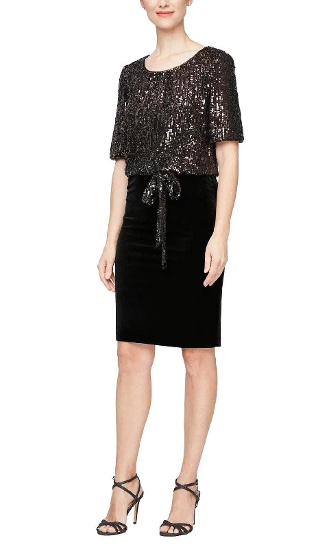 Body Design Alex Evenings 8196915 - Sequin Blouson Short Dress
