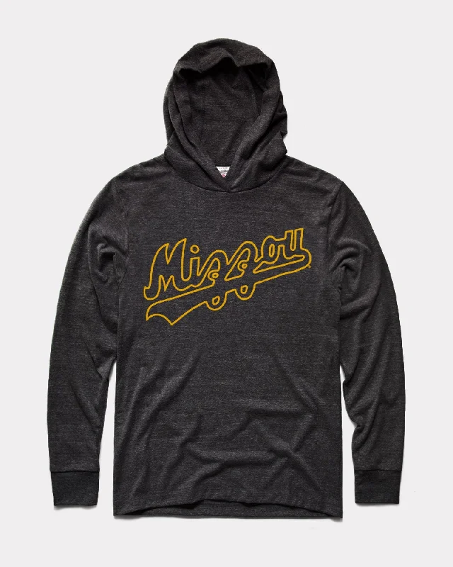 Personalized Clothing Mizzou Script Vintage Black Lightweight Hoodie Sweatshirt