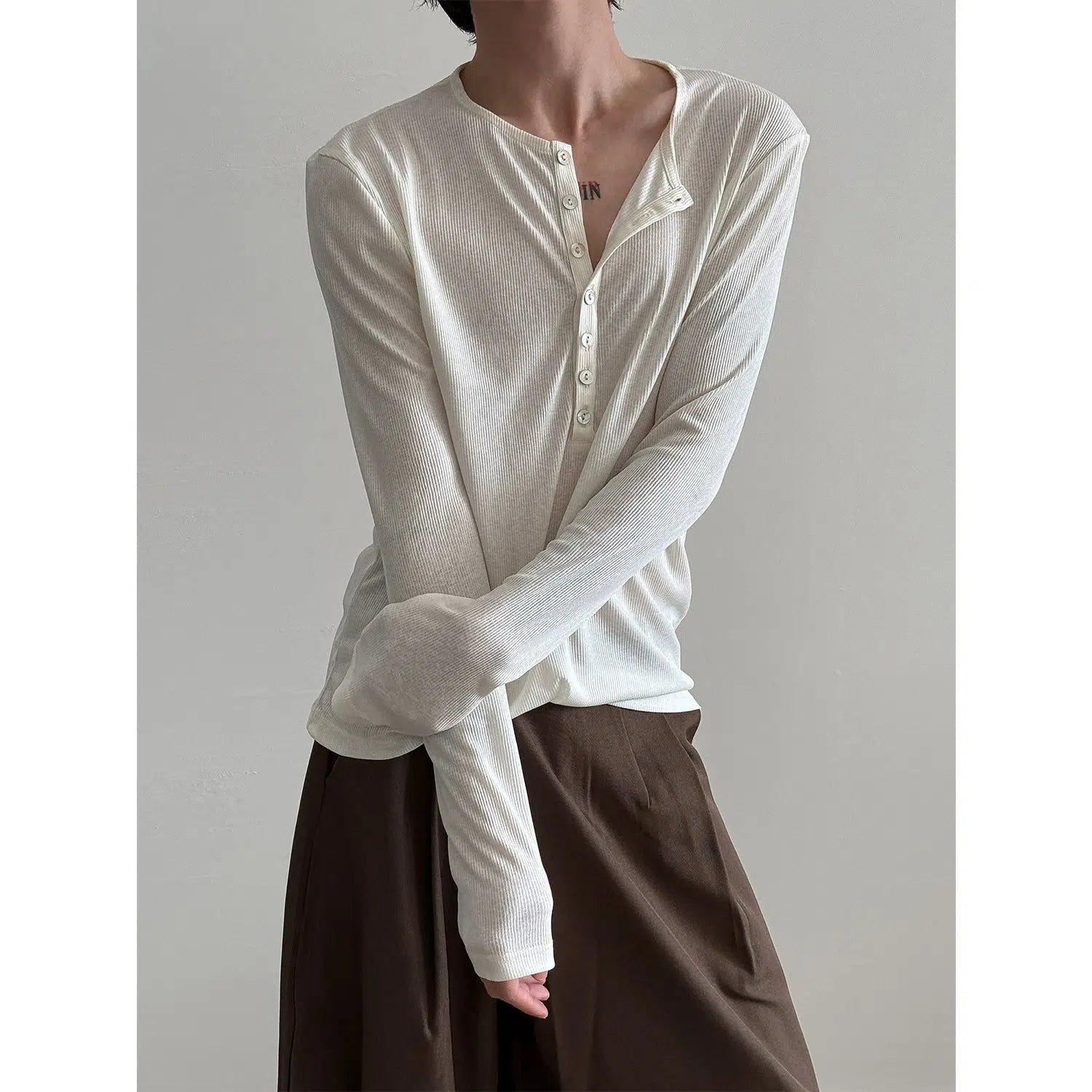 Carefree Tencel Long-Sleeve Henley Pullover