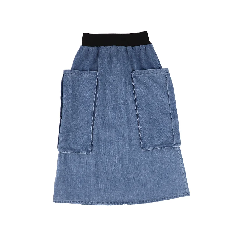 Advanced Customization BAMBOO DARK DENIM ZIPPER BAND MAXI SKIRT [FINAL SALE]