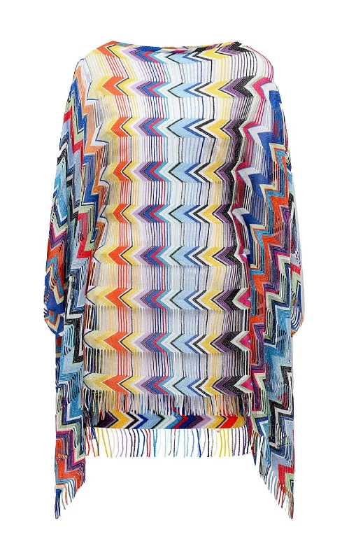 Short Viscose Cover-up Summer Caftan with Fringes