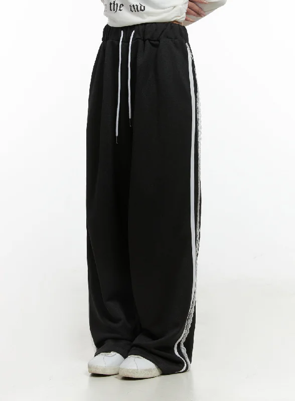 Elegant And Simple Lace Banded Wide-Fit Pants CO415