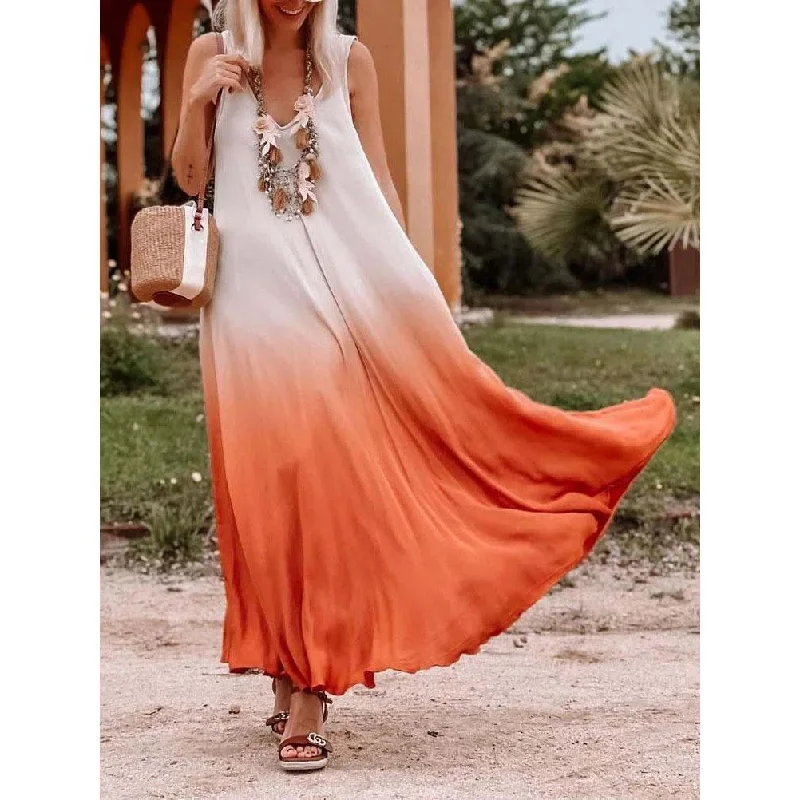 Sports Design Orange Fashion Classy Long Dresses