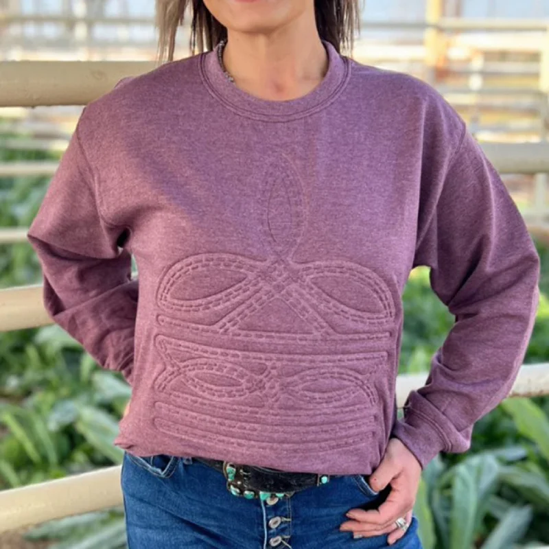 Loose Fit Gone Country Cranberry Boot Stitched Pullover
