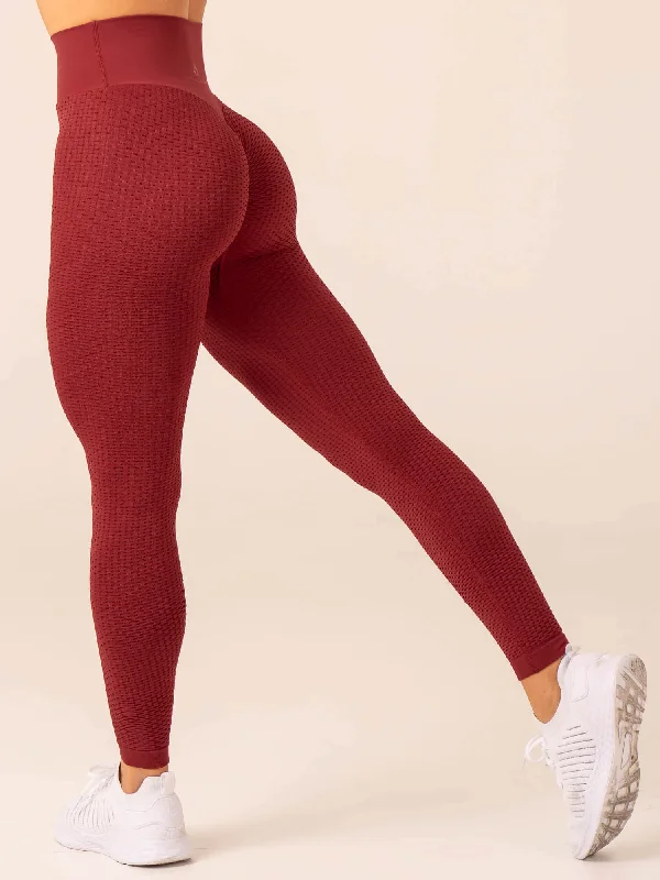 Low-key Luxury Honeycomb Scrunch Seamless Leggings - Berry