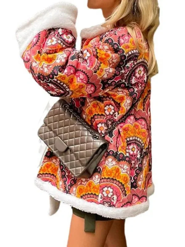 End Of The Year Casual Loose Printed Women Coat