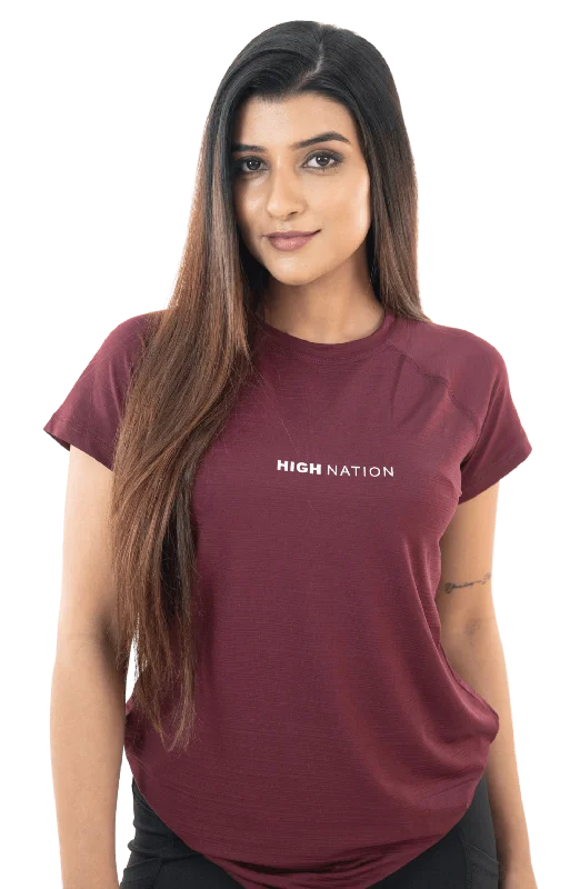 High-quality Fabrics SOuLL Active Wine Red Half Sleeves T-Shirt