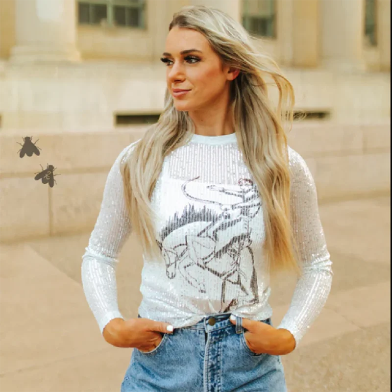 Trendy Items Sequin Saddle Top