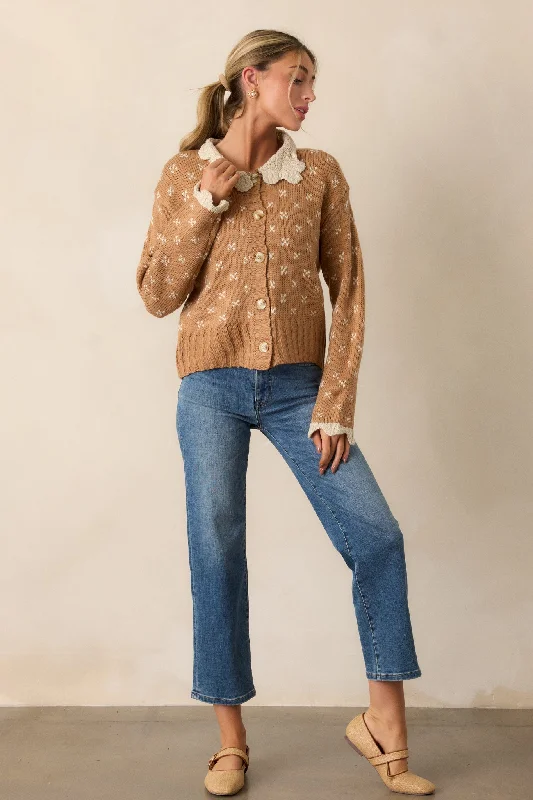 Stretch Design Lost In The Story Honey Knit Button Front Cardigan
