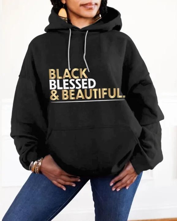 Cool Summer Black Bleesed and Beautiful Women Long-sleeved Hoodie
