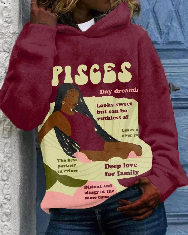 Sports Cool Pisces Girly Season Print Unisex Long-sleeved Hoodie