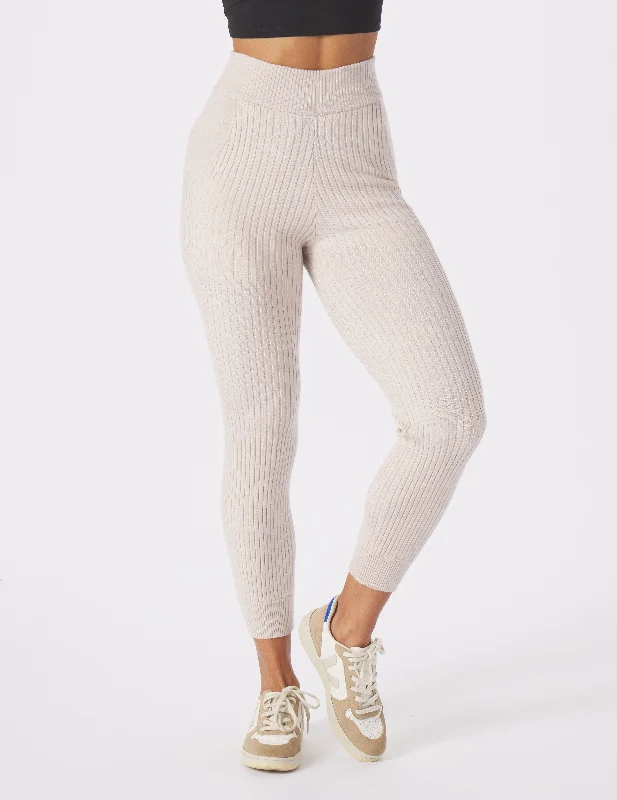 Diamond Series Couture Rib Jogger: Oatmilk