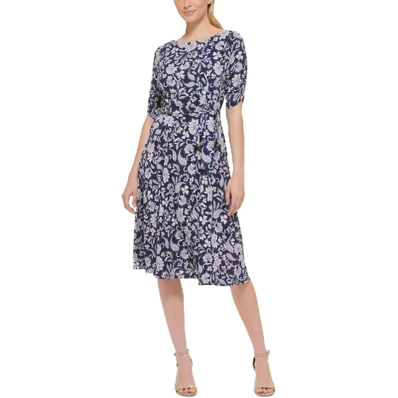 Designer Style Jessica Howard Womens Petites Floral Print Knee-Length Mini Dress