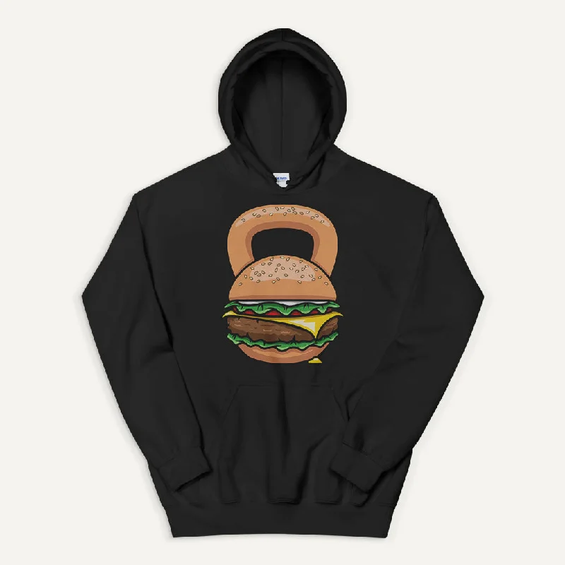 Carefree Style Burger Kettlebell Design Pullover Hoodie