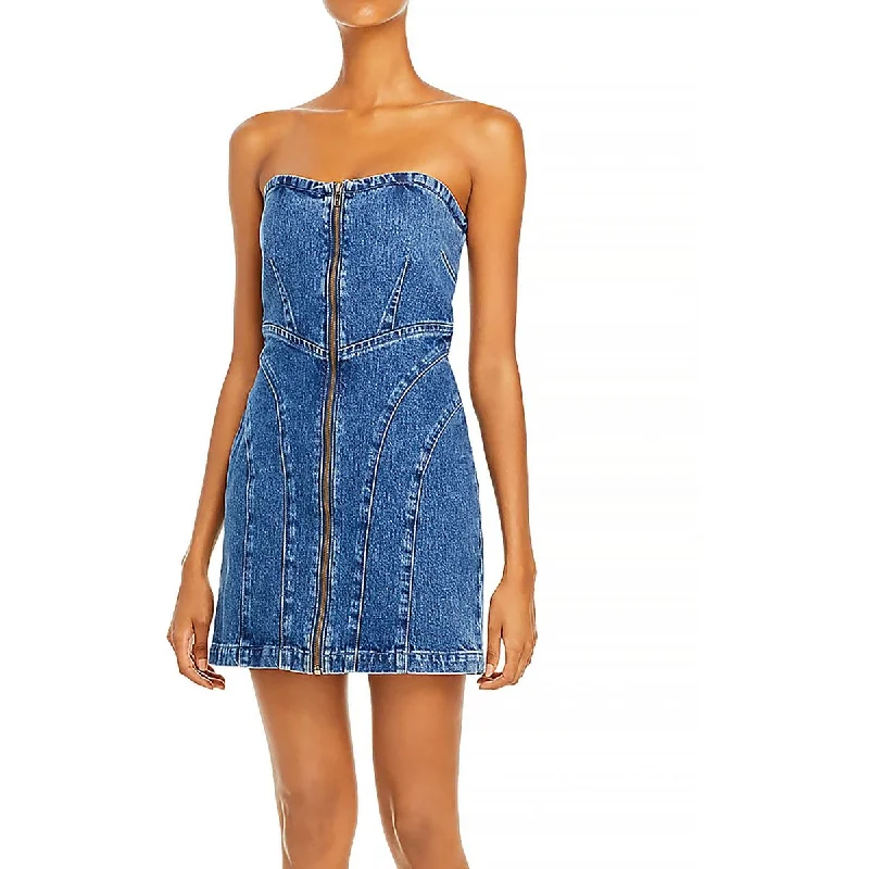 Customized Version GRLFRND Womens Isabella Denim Cut-Out Mini Dress