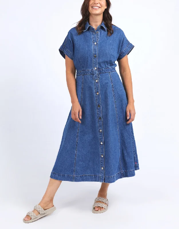 Comfortable And Versatile Aimee Denim Dress - Mid Blue Wash