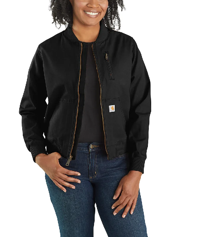 Warm And Comfortable Carhartt Women's Canvas Bomber Jacket - Black