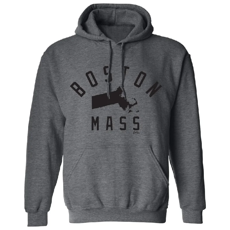 Simple Solid Color BOSTON, MASS Hooded Sweatshirt