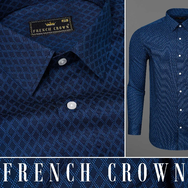 High-end Design Tangaroa Blue Argyle Royal Oxford Shirt