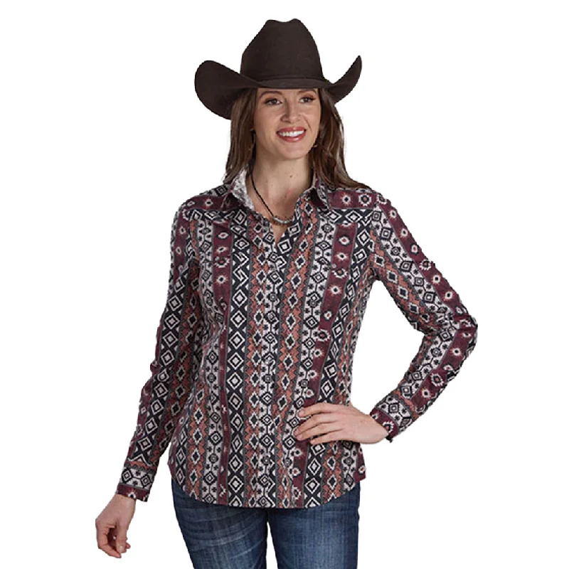 Youthful Roper Women's Multi Aztec Stripe Long Sleeve Button Down