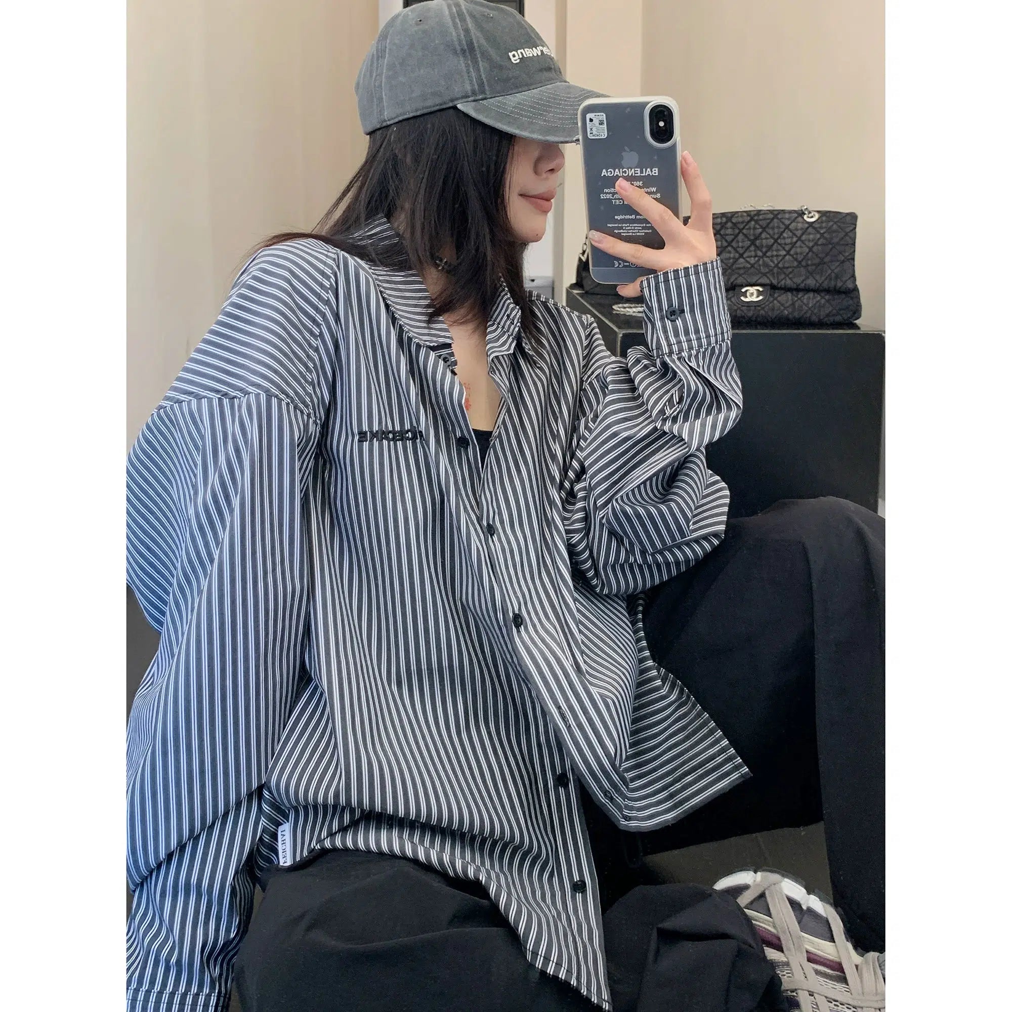 Stunning Fashion Striped Button-Up Oversized Shirt