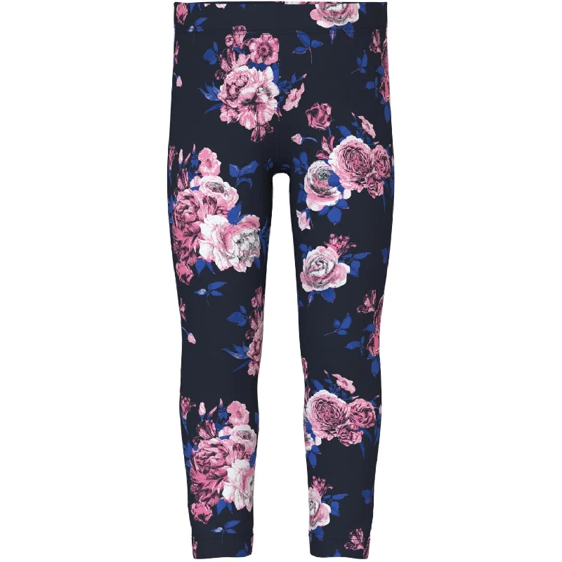 Comfortable And Versatile Name It Dark Sapphire Big Flowers Vivian AOP Leggings