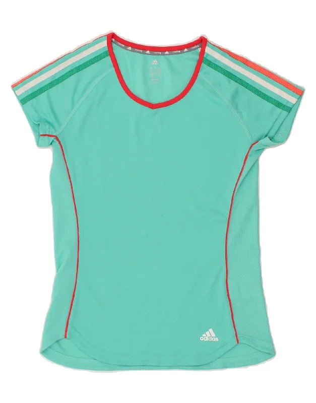 ADIDAS Womens Climalite T-Shirt Top UK 8/10 Small Turquoise Polyester