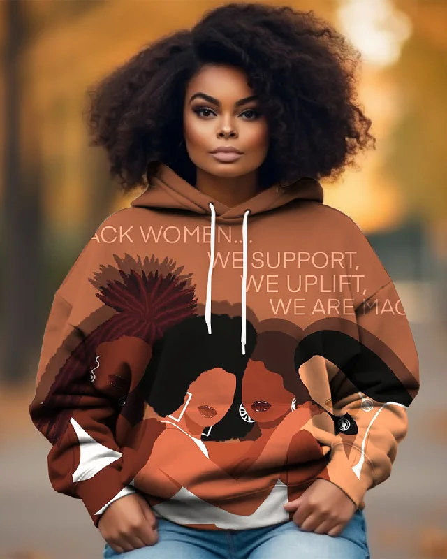 Exquisite Fabrics Black Women Long-sleeved Hoodie