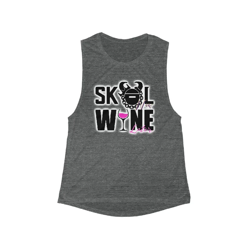 Luxury And Elegant Women's Flowy Scoop Muscle Tank - WINE later