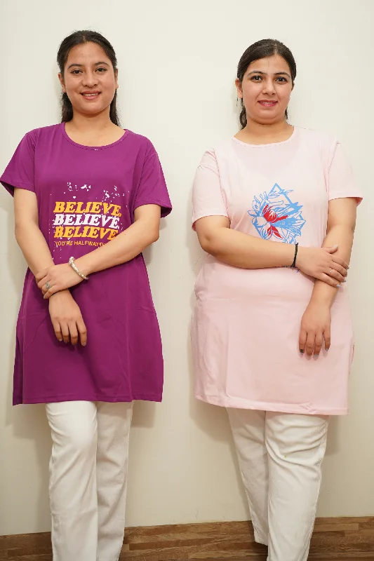 Purple & Pink Women T-Shirts Combo