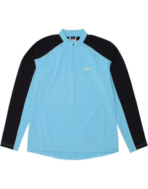 Simple Solid Color ASICS Womens Pullover Tracksuit Top UK 14 Large Blue Colourblock Polyester Simple Solid Color ASICS Womens Pullover Tracksuit Top UK 14 Large Blue Colourblock Polyester
