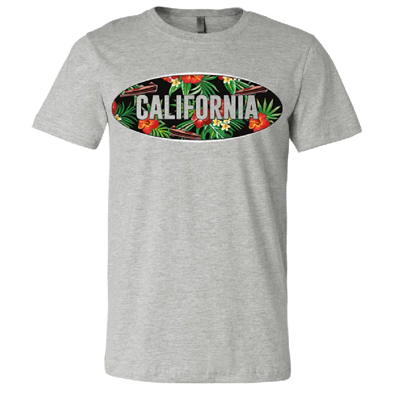High-end Design California Tropical Flowers Logo Asst Colors Mens Lightweight Fitted T-Shirt/tee