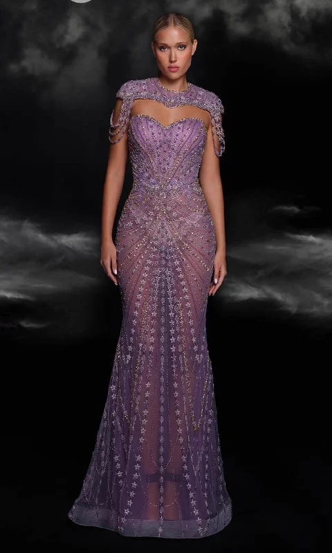 High-quality Fabrics MNM Couture K4098 - High Neck See-Through Evening Gown