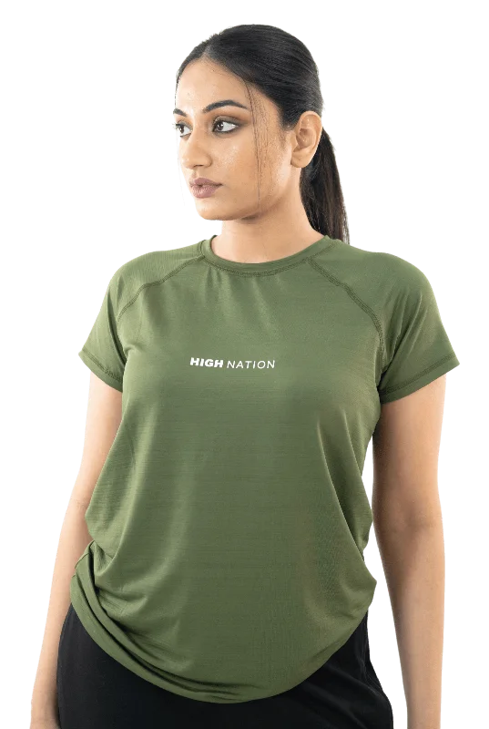 Wearable At Home Or Out SOuLL Active Olive Green Half Sleeves T-Shirt