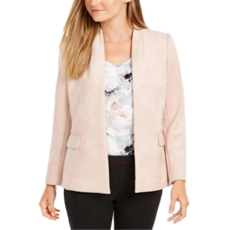 Elegant Temperament Calvin Klein Women's Faux Suede Open Front Blazer Pink Size 16