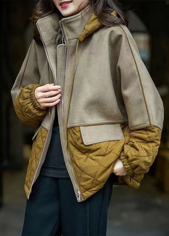 Romantic And Fresh Plus Size Colorblock Zip Up Patchwork Cotton Hooded Jacket Fall