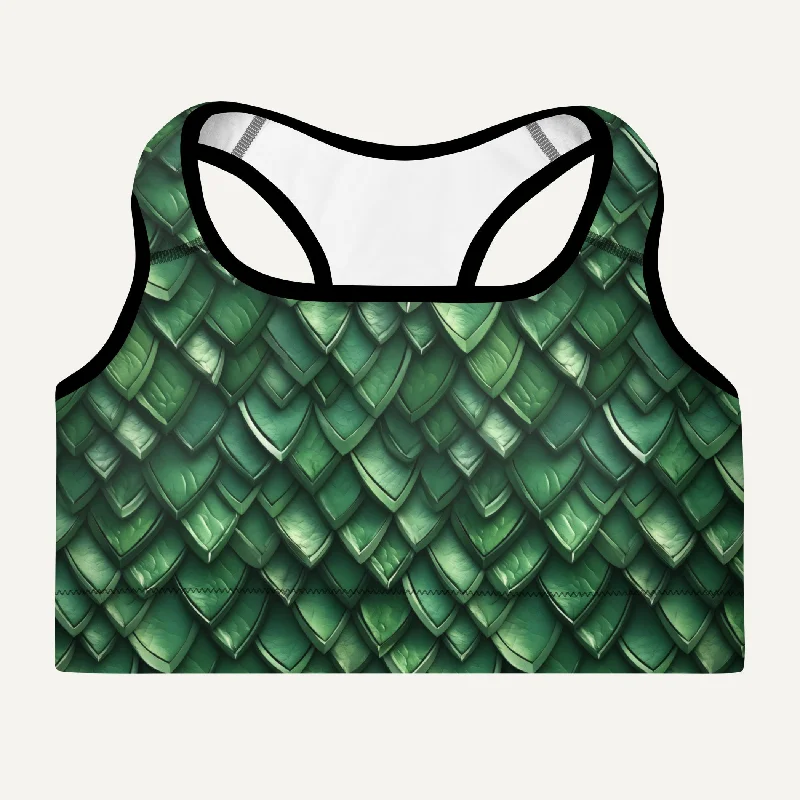 Street Fashion Jade Dragon Scales Padded Sports Bra